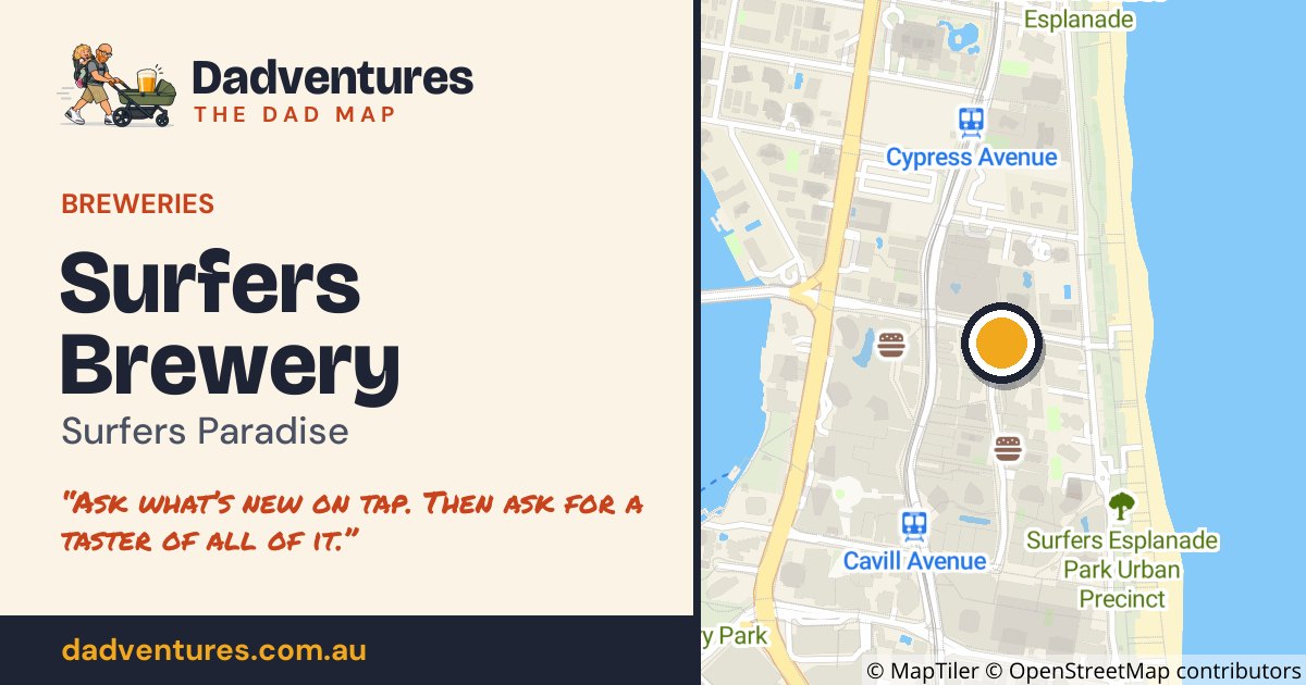 Surfers Brewery on the Dad Map